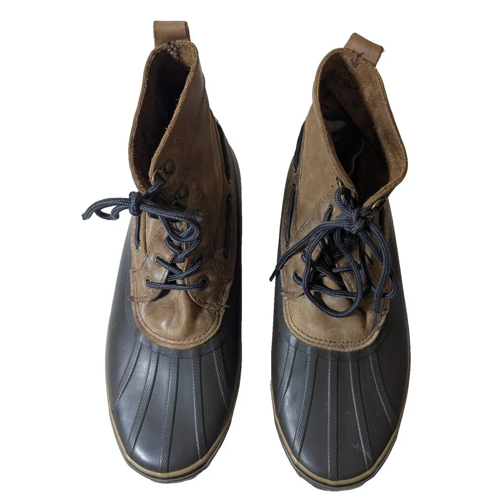 Sperry Avenue Men's Duck Boots Size 11.5 Brown Leather Waterproof Rain Winter
